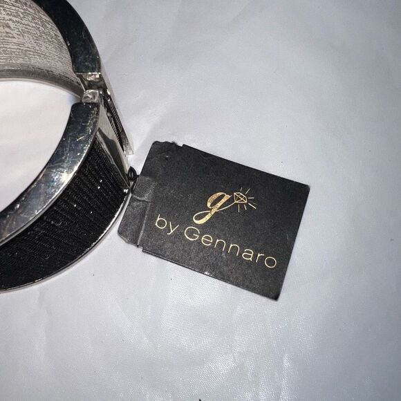 G by Gennaro Black Sparkle Spring Open Cuff Bracelet - Picture 6 of 10